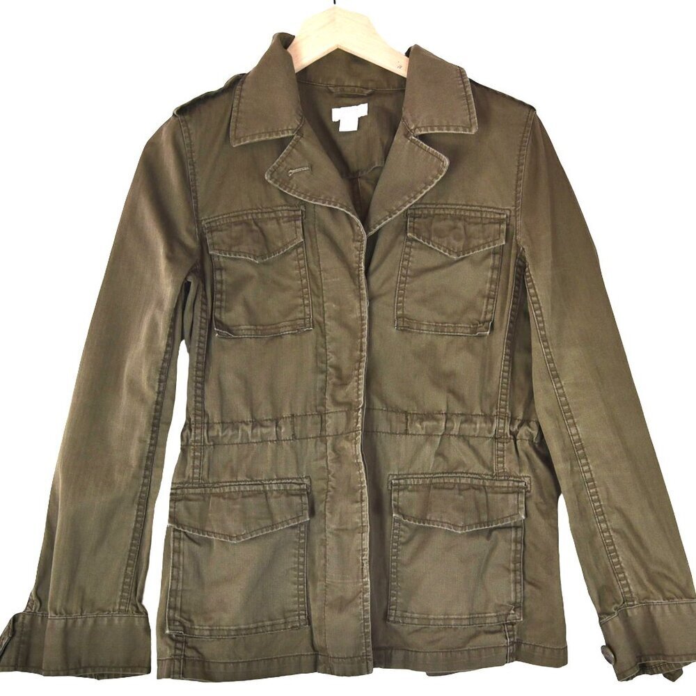 J.Crew Utility Field Jacket Size XS 100% Cotton Olive Green Military Safari